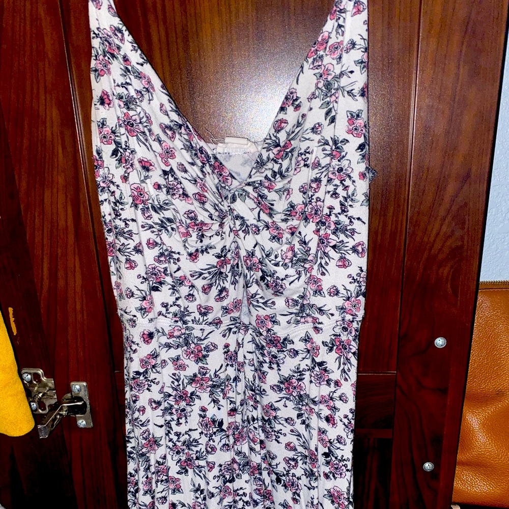 Pink and white floral dress
